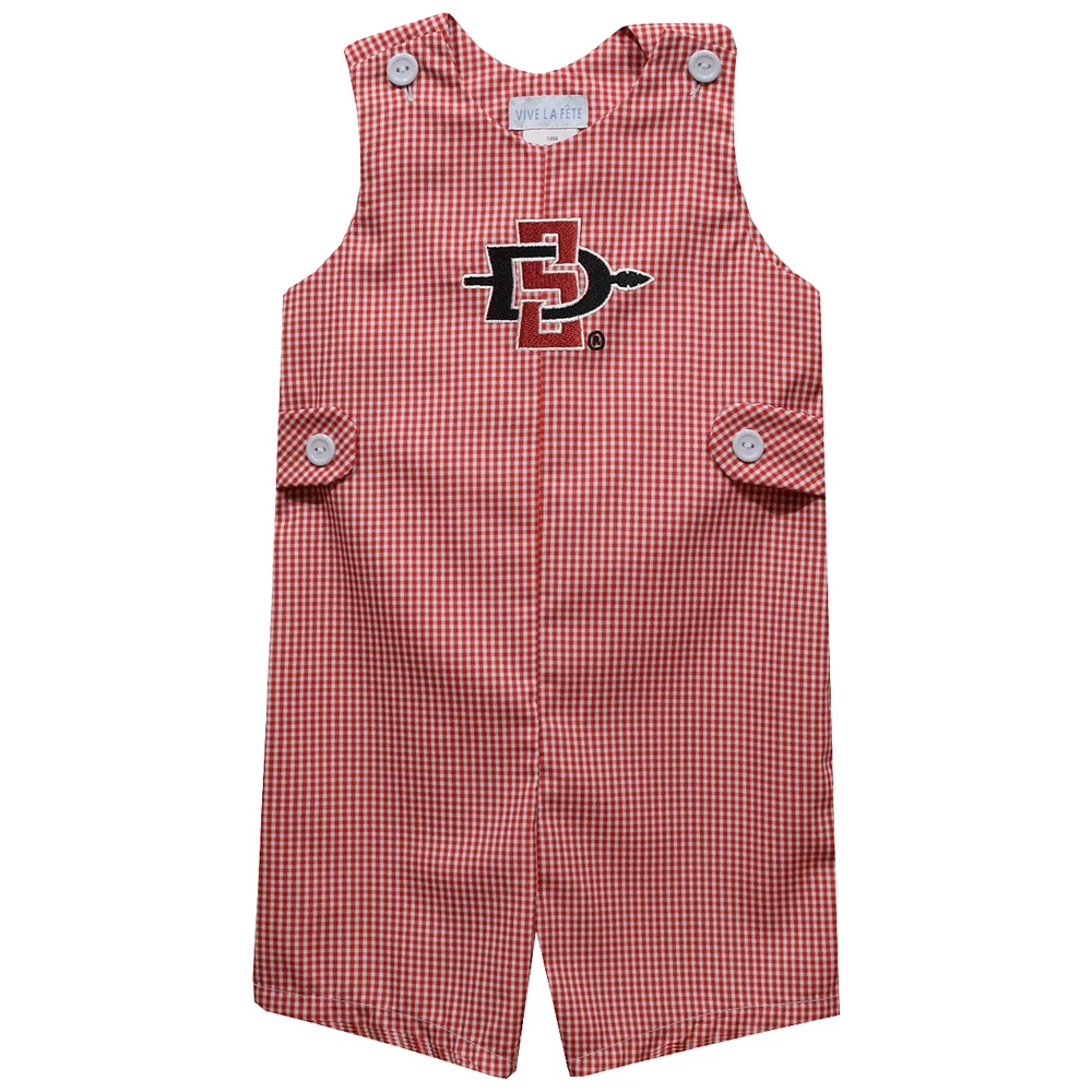 Toddler Vive La Fete Cardinal San Diego State Aztecs Gingham Jon Romper