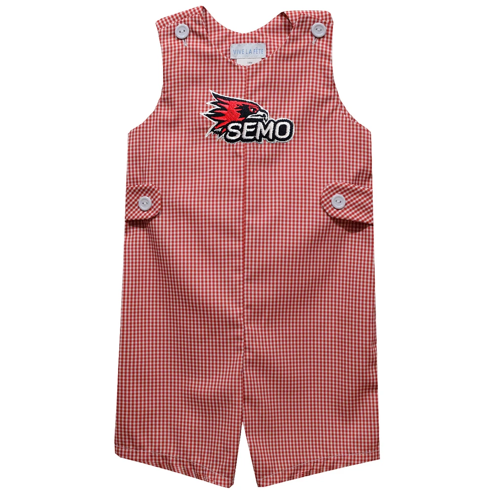 Toddler Vive La Fete Red SEMO Redhawks Gingham Jon Romper