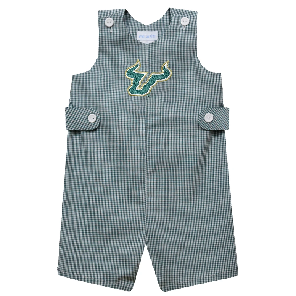 Toddler Vive La Fete Green South Florida Bulls Gingham Jon Romper