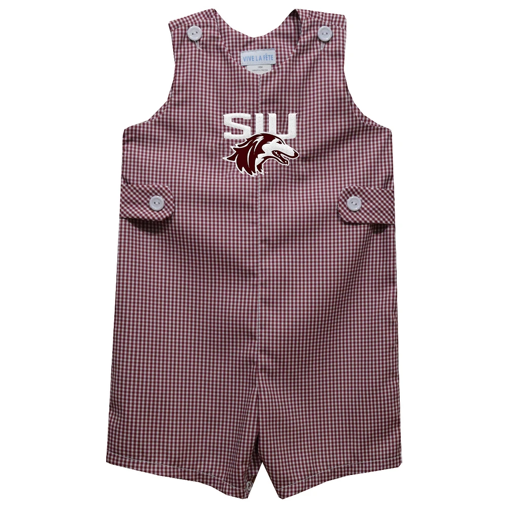 Toddler Vive La Fete Maroon Southern Illinois Salukis Gingham Jon Romper