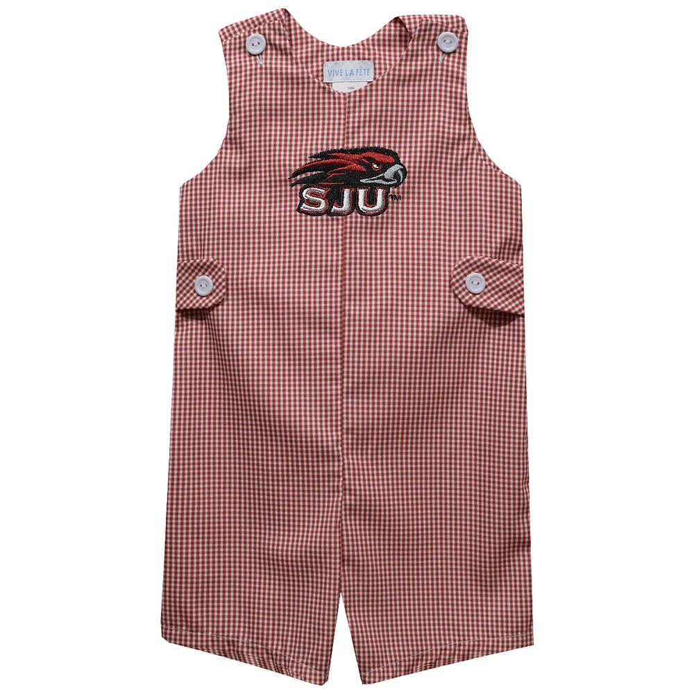 Toddler Vive La Fete Crimson Saint Joseph's Hawks Gingham Jon Romper