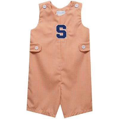 Toddler Vive La Fete Orange Syracuse Orange Gingham Jon Jon Romper