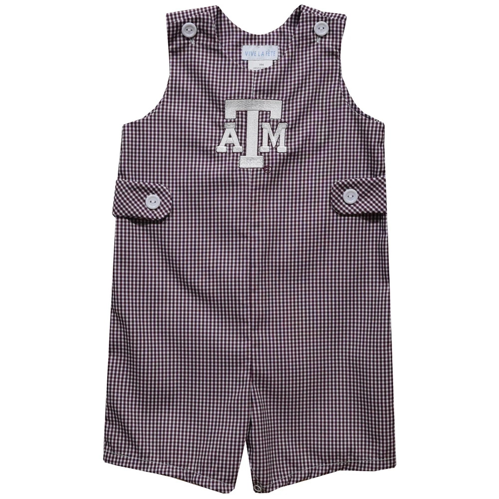Toddler Vive La Fete Maroon Texas A&M Aggies Gingham Jon Romper