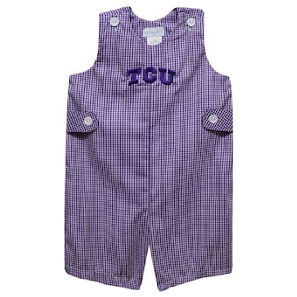 Toddler Vive La Fete Purple TCU Horned Frogs Gingham Jon Romper
