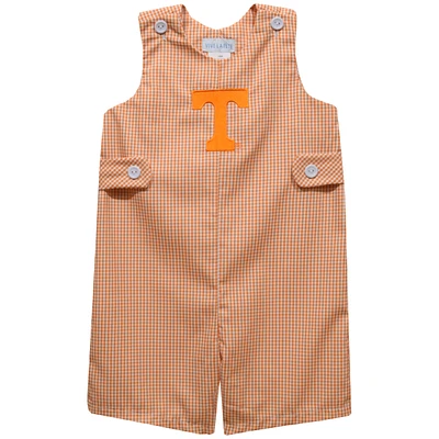 Toddler Vive La Fete Tennessee Orange Tennessee Volunteers Gingham Jon Jon Romper