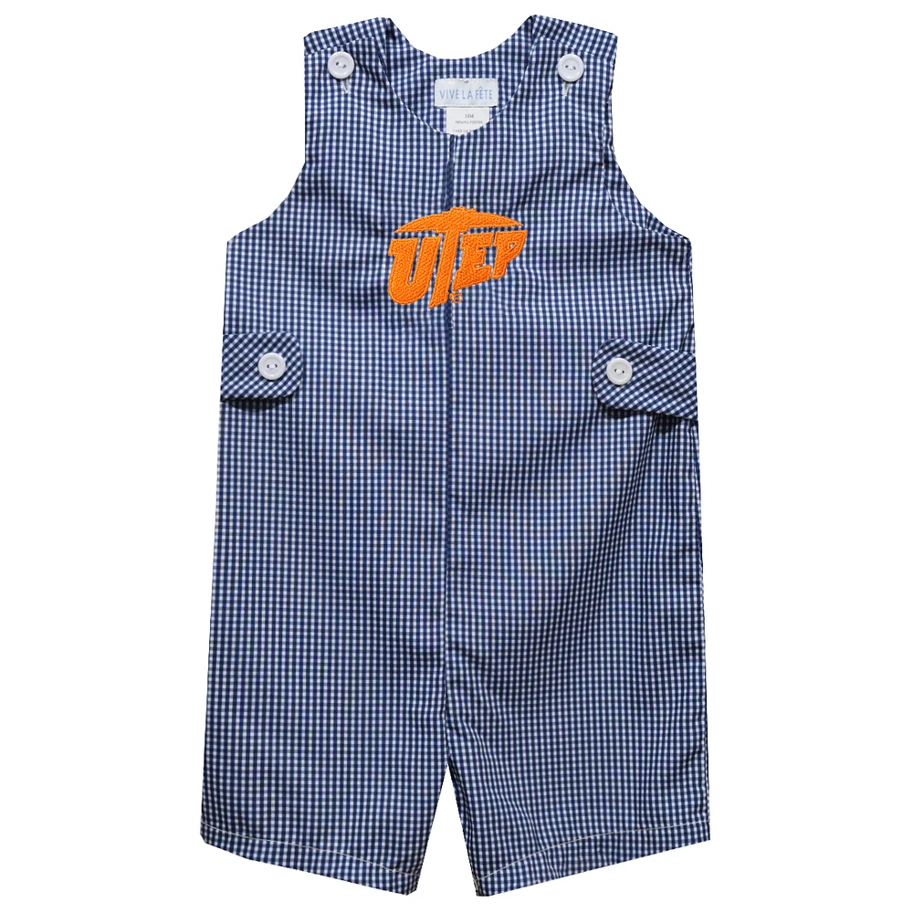 Toddler Vive La Fete Navy UTEP Miners Gingham Jon Romper