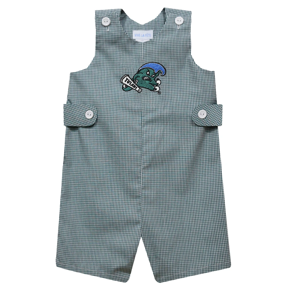 Toddler Vive La Fete Green Tulane Wave Gingham Jon Romper