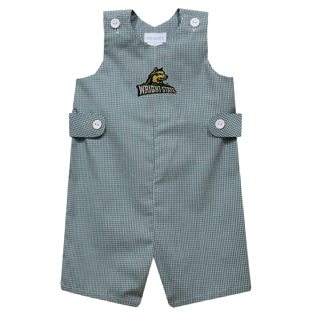 Toddler Vive La Fete Hunter Green Wright State Raiders Gingham Jon Romper