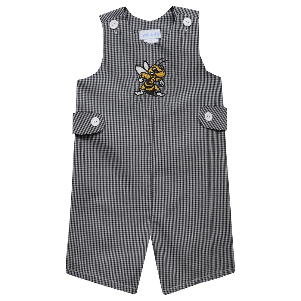 Toddler Vive La Fete Black West Virginia State Yellow Jackets Gingham Jon Romper