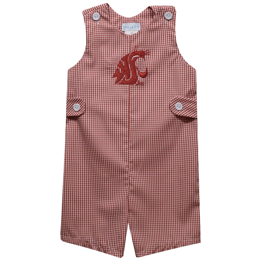 Toddler Vive La Fete Crimson Washington State Cougars Gingham Jon Romper
