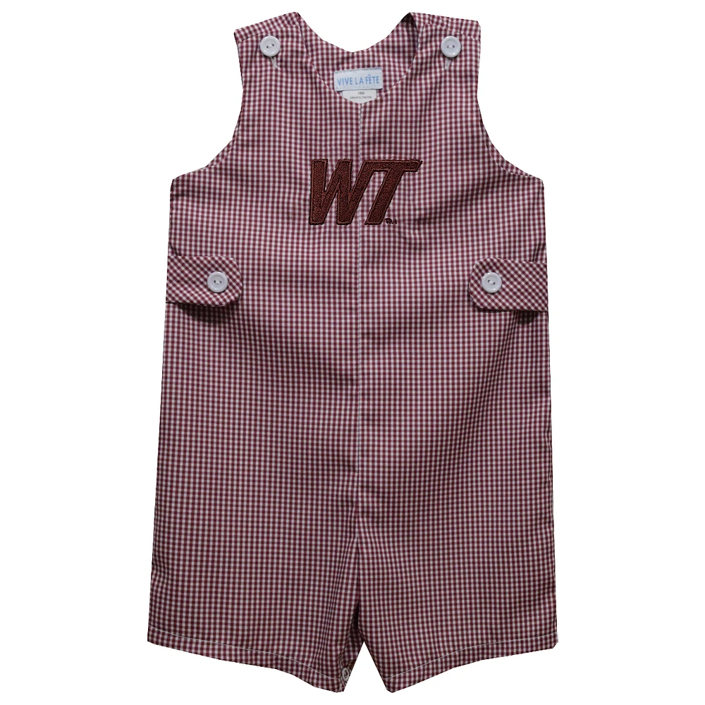 Toddler Vive La Fete Maroon West Texas A&M Buffaloes Gingham Jon Romper