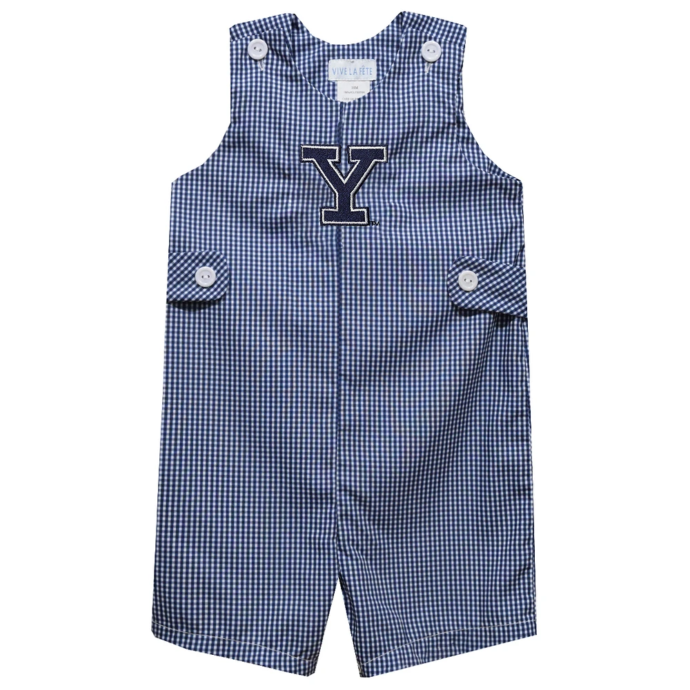 Toddler Vive La Fete Navy Yale Bulldogs Gingham Jon Romper