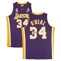 Shaquille O'Neal Los Angeles Lakers Autographed Purple Mitchell & Ness 2001-02 Authentic Jersey with USA and Finals Patches