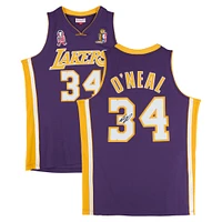 Shaquille O'Neal Los Angeles Lakers Autographed Purple Mitchell & Ness 2001-02 Authentic Jersey with USA and Finals Patches