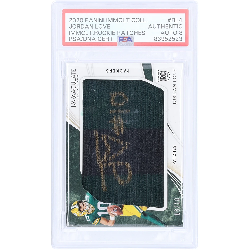 Jordan Love Green Bay Packers Autographed 2020 Panini Immaculate Collection Jumbo Relic #RL4 #3/10 PSA Authenticated Auto 8 Rookie Card