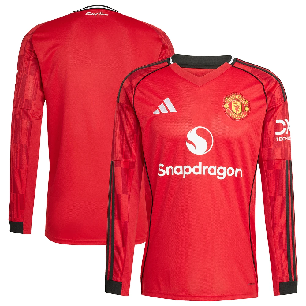 Men's adidas Red Manchester United Home 2025/26 Replica Long Sleeve Jersey