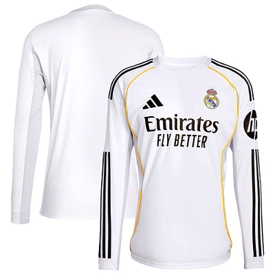 Men's adidas White Real Madrid 2025/26 Home Replica Long Sleeve Jersey