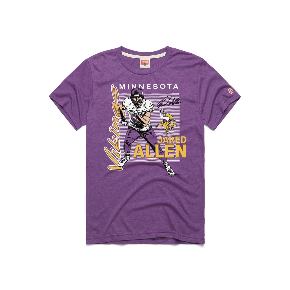 Men's Homage Jared Allen Purple Minnesota Vikings HOF Player Graphic Tri-Blend T-Shirt