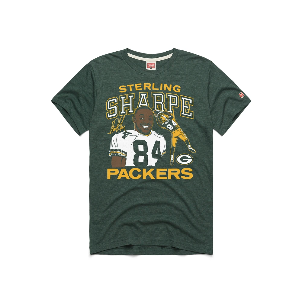 Men's Homage Sterling Sharpe Green Bay Packers HOF Player Graphic Tri-Blend T-Shirt