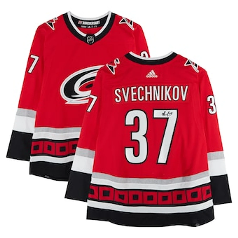 Andrei Svechnikov Carolina Hurricanes Autographed Red 25th Anniversary adidas Jersey