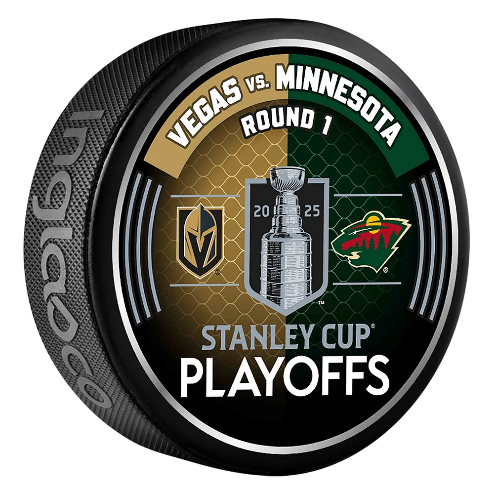 Inglasco Vegas Golden Knights vs. Minnesota Wild 2025 Stanley Cup Playoffs First Round Dueling Match-Up Hockey Puck