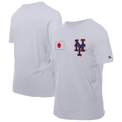 Men's New Era White York Mets Japanese Flag T-Shirt
