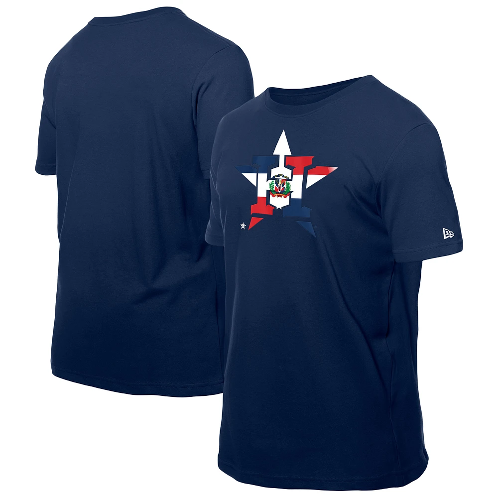 Men's New Era Navy Houston Astros Dominican Republic Flag Logo T-Shirt