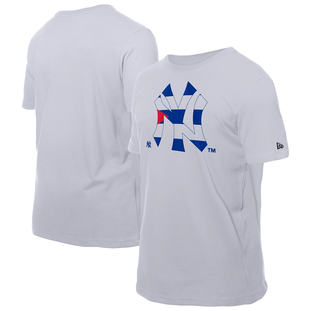 Men's New Era White York Yankees Cuban Flag Logo T-Shirt