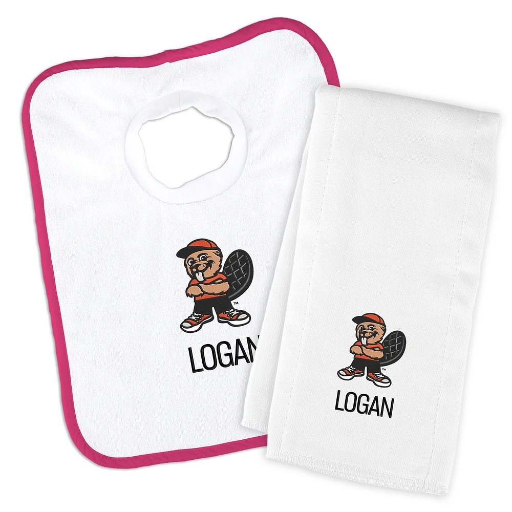 Infant Chad & Jake Oregon State Beavers Personalized Pullover Bib & Burp Cloth Set