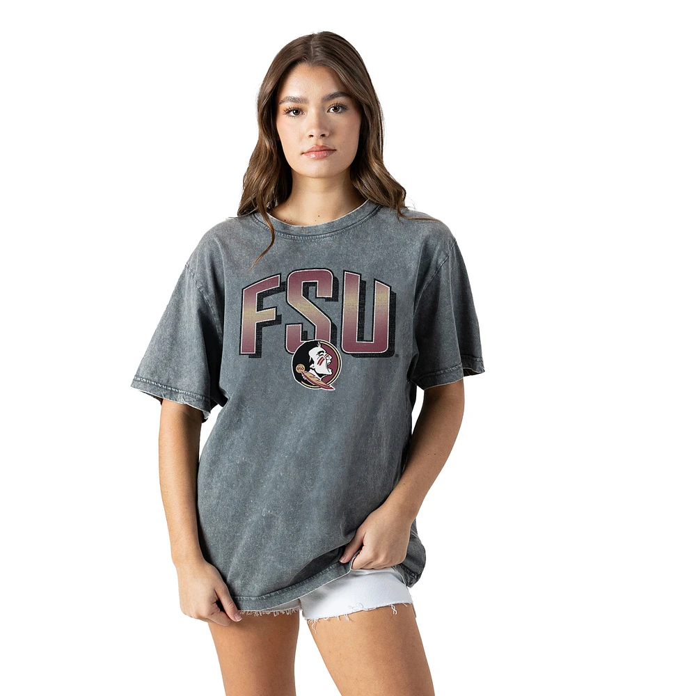 Women's Gameday Couture Gray Florida State Seminoles Snow Washed Relaxed Fit Classic T-Shirt