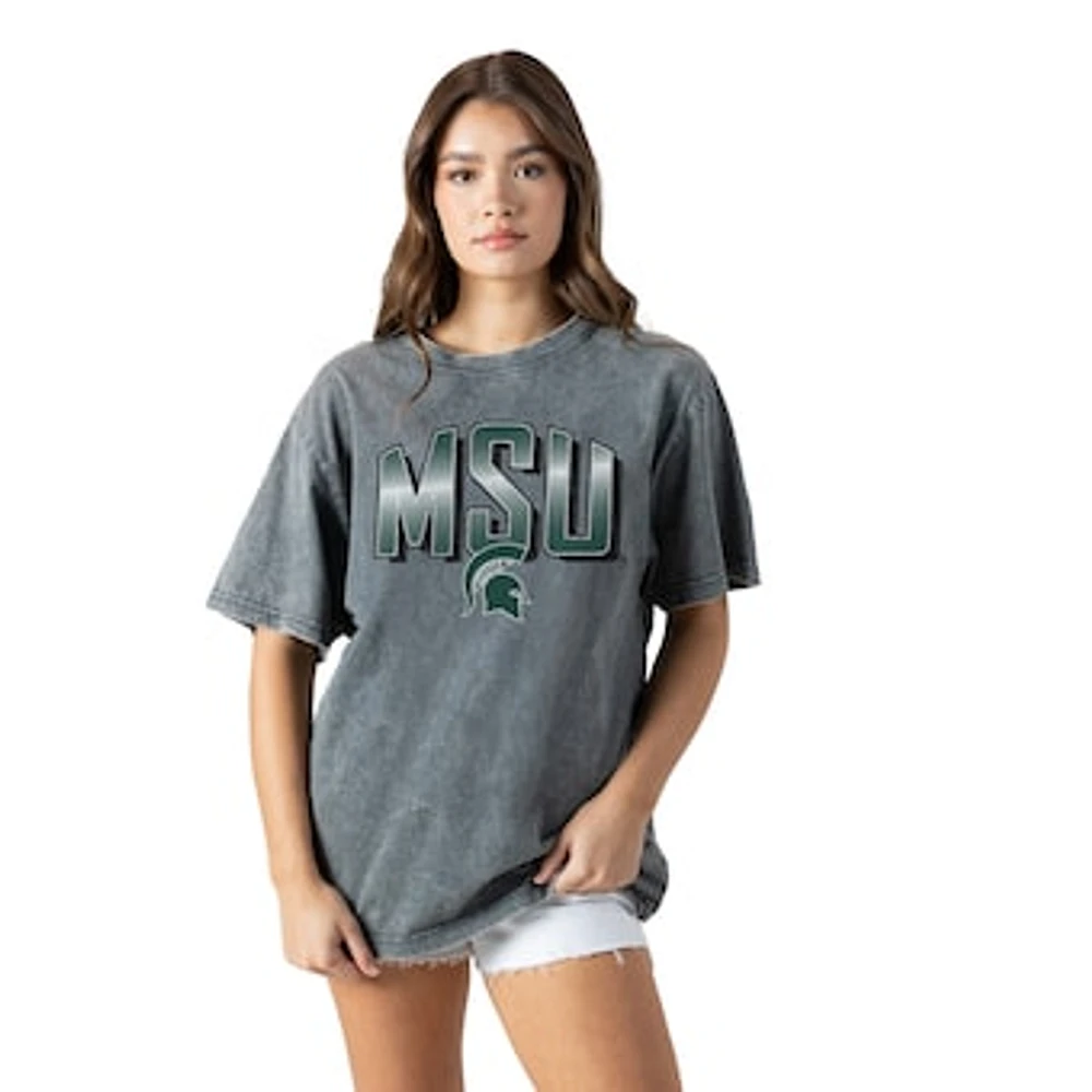 Women's Gameday Couture Gray Michigan State Spartans Snow Washed Relaxed Fit Classic T-Shirt