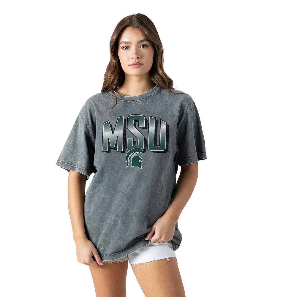 Women's Gameday Couture Gray Michigan State Spartans Snow Washed Relaxed Fit Classic T-Shirt