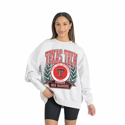 Women's Gameday Couture Gray Texas Tech Red Raiders Premium Fleece Drop Shoulder Oversized Pullover Sweatshirt