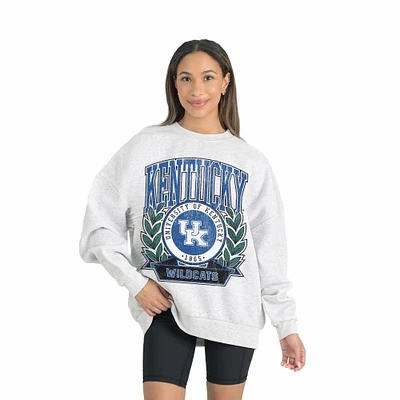 Women's Gameday Couture Gray Kentucky Wildcats Premium Fleece Drop Shoulder Oversized Pullover Sweatshirt