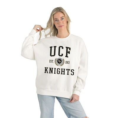 Women's Gameday Couture White UCF Knights Premium Fleece Drop Shoulder Oversized Pullover Sweatshirt