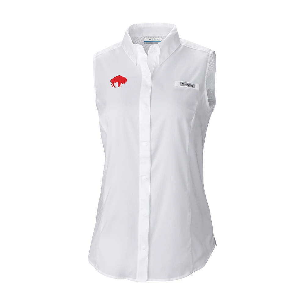 Women's Columbia White Buffalo Bills Historic Tamiami Omni-Shade Sleeveless Button-Up Shirt