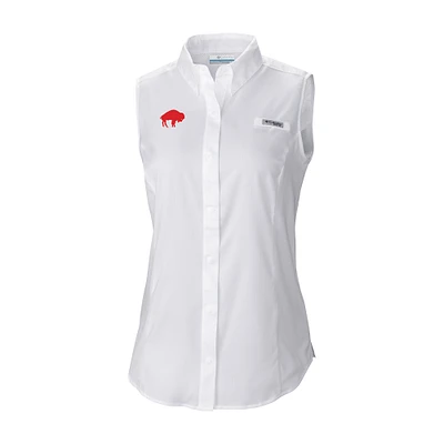 Women's Columbia White Buffalo Bills Historic Tamiami Omni-Shade Sleeveless Button-Up Shirt
