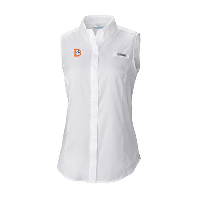 Women's Columbia White Denver Broncos Historic Tamiami Omni-Shade Sleeveless Button-Up Shirt