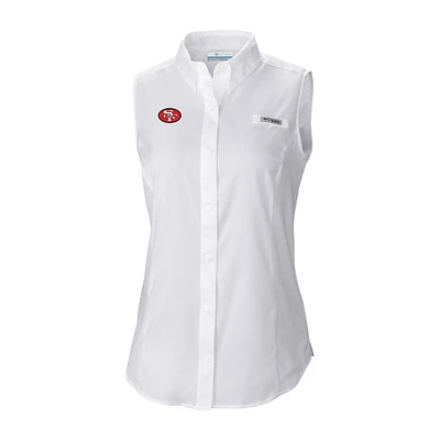 Women's Columbia White San Francisco 49ers Historic Tamiami Omni-Shade Sleeveless Button-Up Shirt
