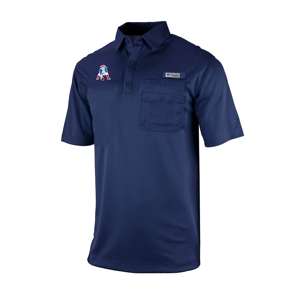 Men's Columbia Navy New England Patriots Omni-Wick Flycaster Pocket Polo