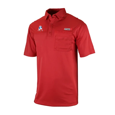 Men's Columbia Red New England Patriots Omni-Wick Flycaster Pocket Polo