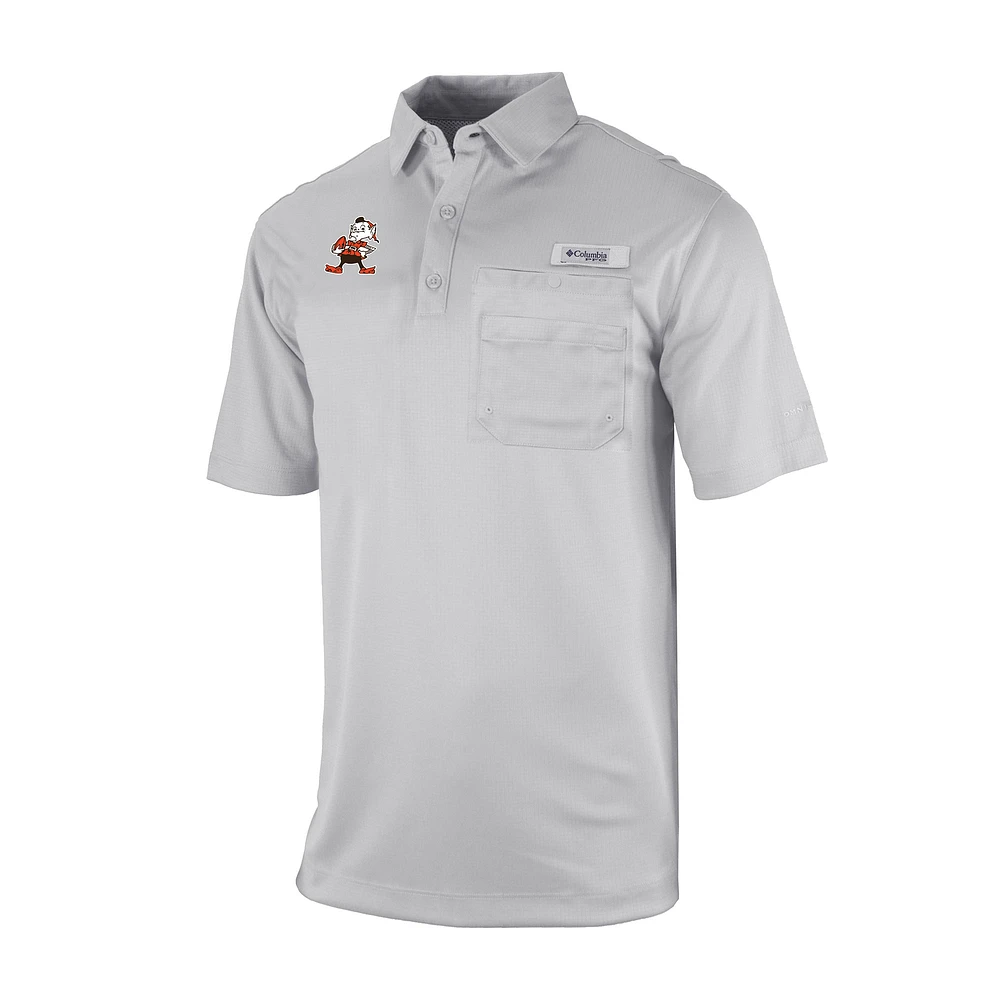 Men's Columbia Gray Cleveland Browns Omni-Wick Flycaster Pocket Polo