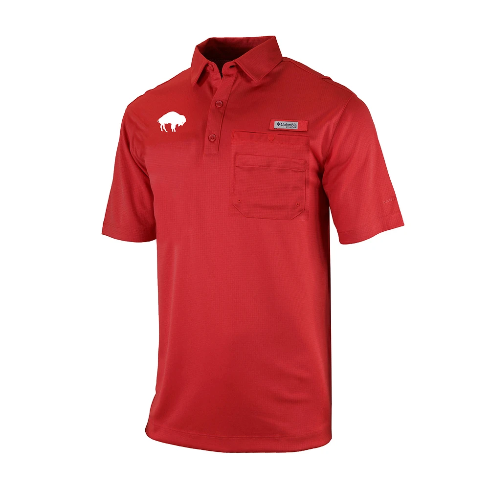 Men's Columbia Red Buffalo Bills Omni-Wick Flycaster Pocket Polo