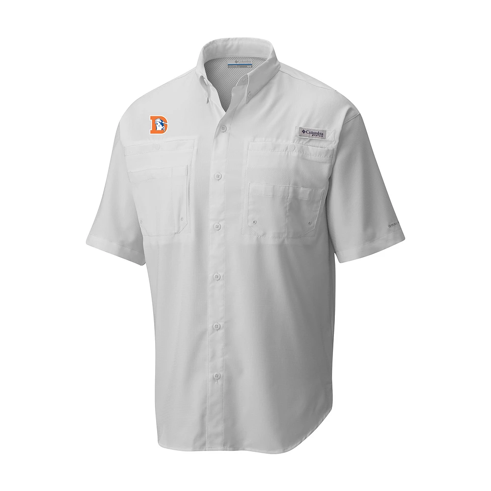 Men's Columbia White Denver Broncos Throwback Logo Tamiami Omni-Shade Button-Down Shirt