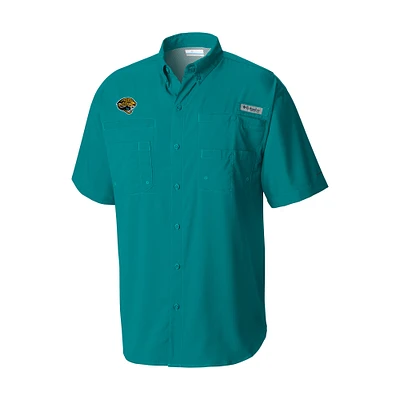 Men's Columbia Teal Jacksonville Jaguars Throwback Logo Tamiami Omni-Shade Button-Down Shirt
