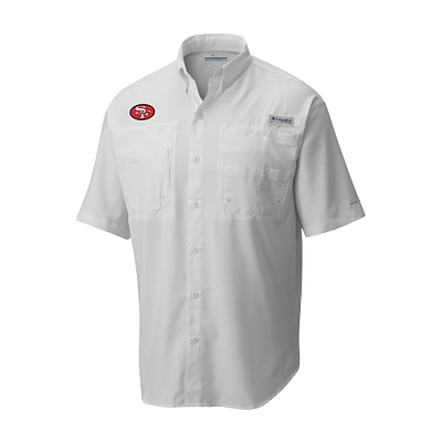Men's Columbia White San Francisco 49ers Throwback Logo Tamiami Omni-Shade Button-Down Shirt
