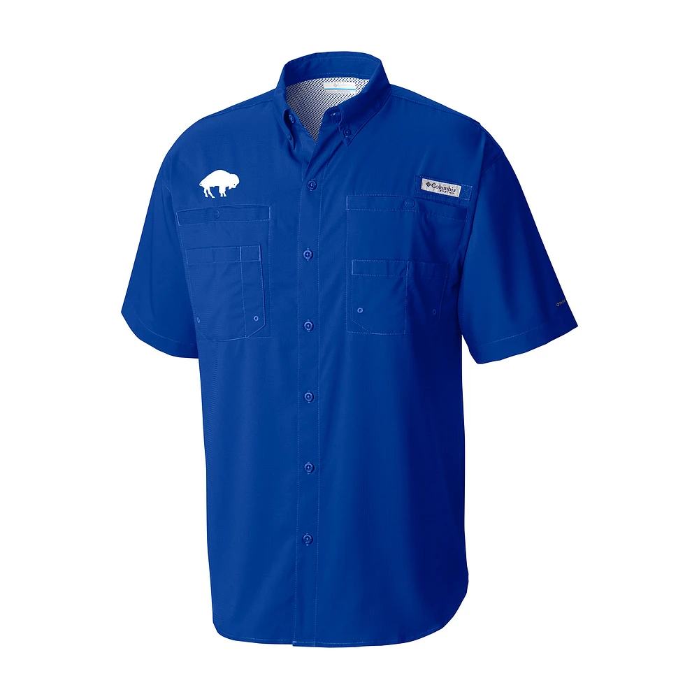 Men's Columbia Royal Buffalo Bills Throwback Logo Tamiami Omni-Shade Button-Down Shirt