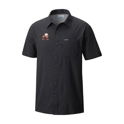 Men's Columbia Cleveland Browns Slack Tide Omni-Wick Throwback Logo Button-Up Camp Shirt