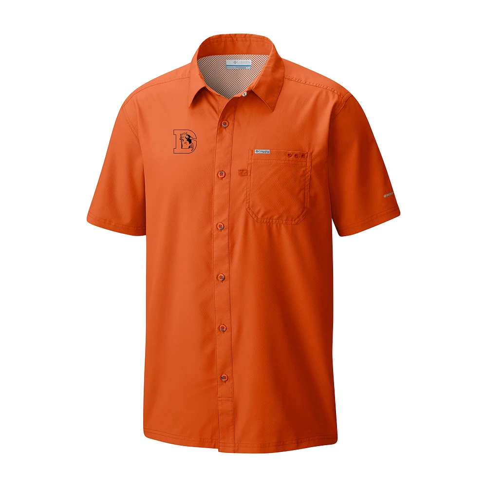 Men's Columbia Orange Denver Broncos Throwback Logo Slack Tide Omni-Wick Button-Up Camp Shirt