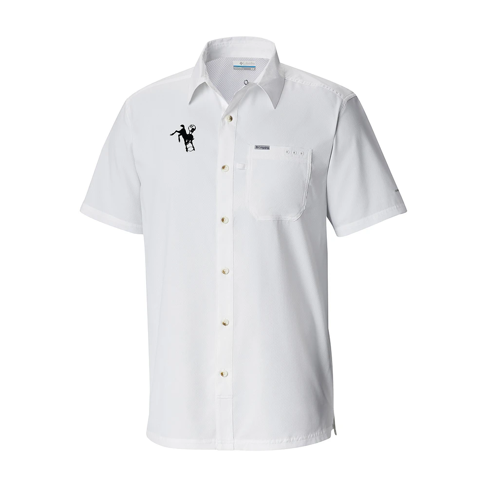 Men's Columbia White Indianapolis Colts Throwback Logo Slack Tide Omni-Wick Button-Up Camp Shirt